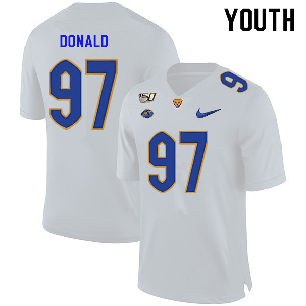 2019 Youth #97 Aaron Donald Pitt Panthers College Football Jerseys Sale-White